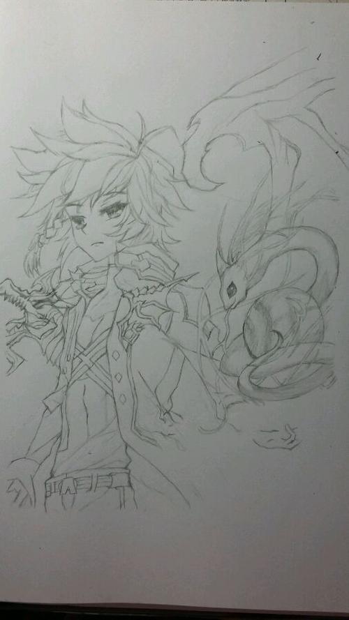 唐舞麟黑白简笔画