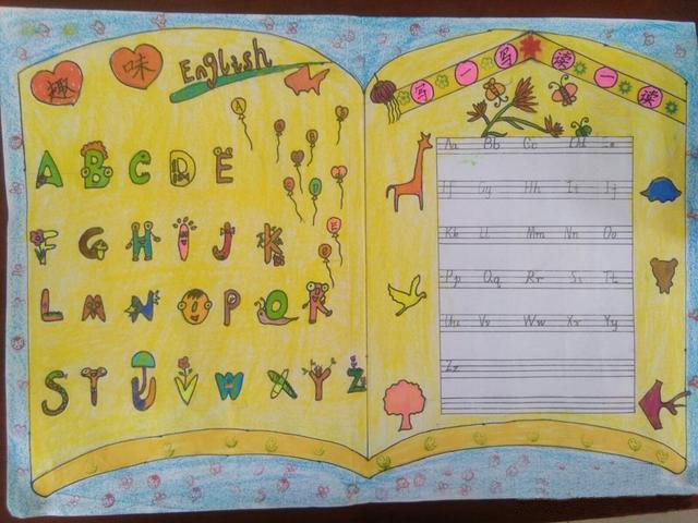 分享一组小朋友们画的好看简单的英语手抄报,超级简单哦,一年级的小