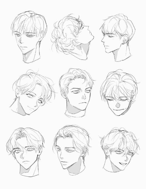 一组男性发型绘画参考    图源网络#绘画参考##动漫