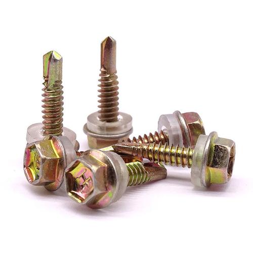 外六角钻尾丝燕尾丝自攻自转彩锌瓦钉螺丝代垫尾钉螺钉螺丝钉批发 总