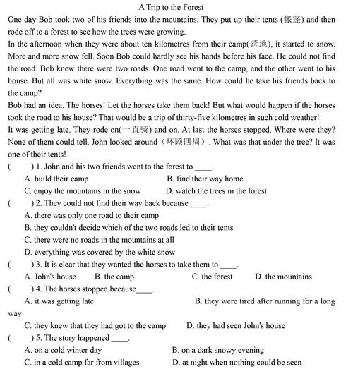 【阅读理解】小学高年级英语阅读理解专项练习9