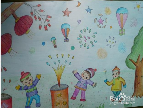 快乐过寒假儿童画怎么画?