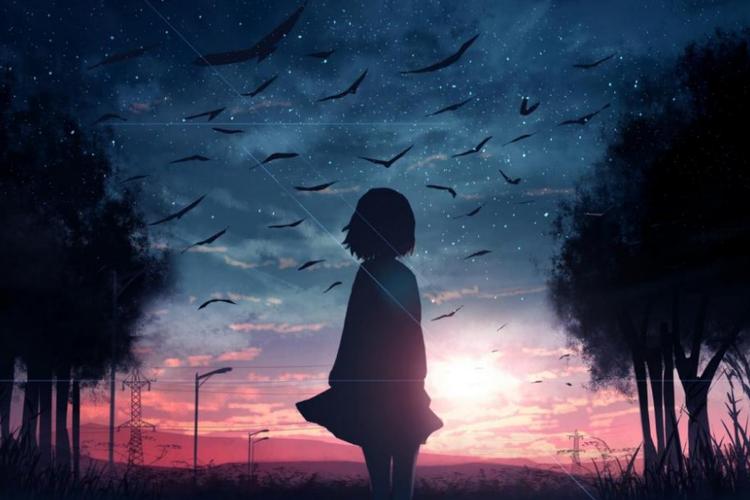 精选忧伤背影高清动漫壁纸:唯美优雅,夕阳下的背影