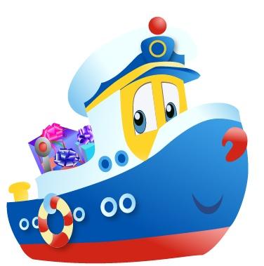 卡通轮船矢量素材