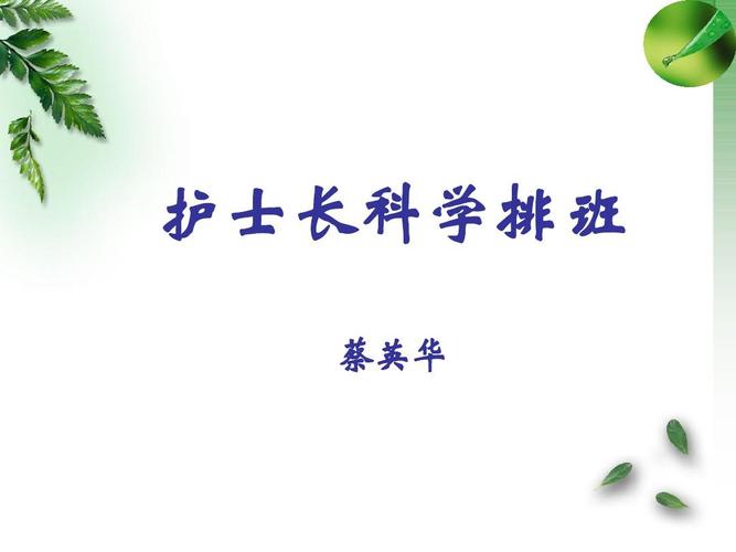 护士长科学排班 蔡英华