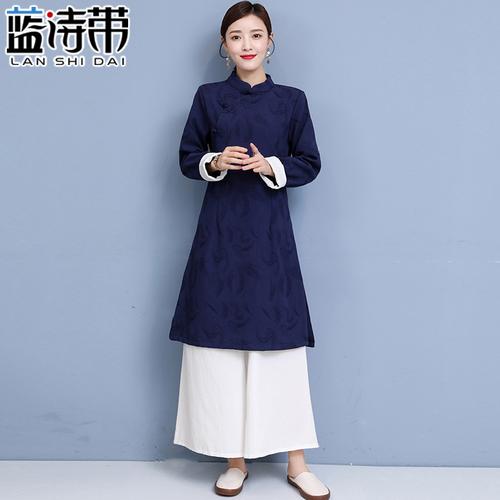 居士服佛系棉麻修行旗袍中式服装泡茶艺师禅意文艺秋冬茶服女加绒