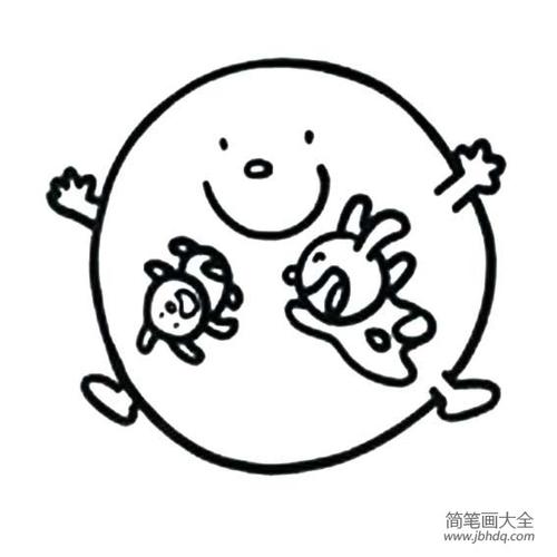中秋节 月亮和兔子玩耍