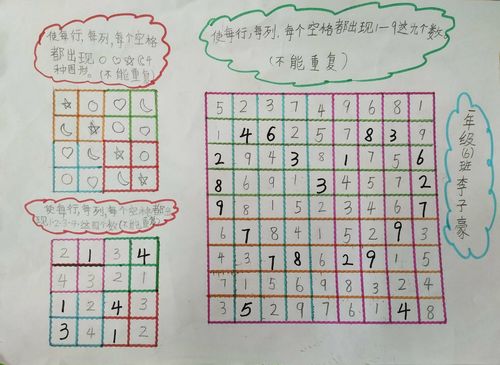 玩转数独!一年级六班"填数游戏"手抄报展出啦