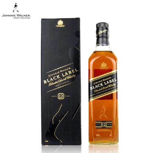 进口洋酒尊尼获加黑牌苏格兰威士忌酒johnnie walker黑方12年送杯
