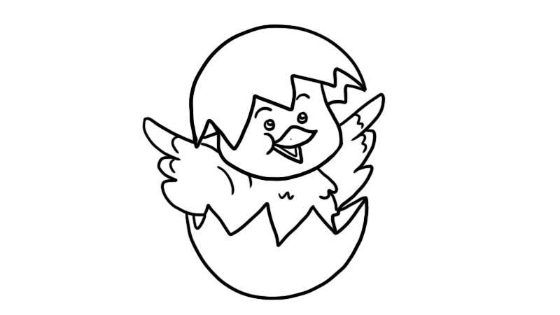 蛋壳宝宝简笔画小鸡宝宝 鸡蛋壳 创意儿童画 简笔画 马克笔简笔画