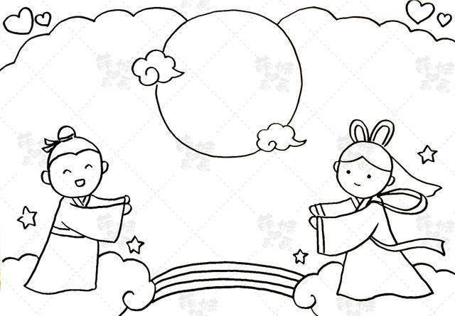 相约七夕,用牛郎织女画出的七夕手抄报,简单又好看哦!