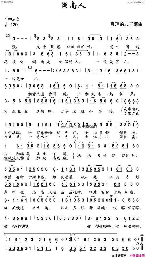 《湖南人真理的儿子词曲》原创歌曲简谱, - 歌曲简谱