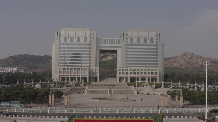 4k-log青岛崂山区政府办公大楼航拍