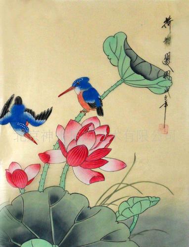 国画字画工笔花鸟画黄绢画26*38cm装饰画北京厂家特供