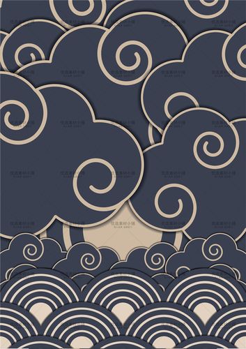 古典古风日系和风祥云图案新年装饰设计背景图片eps矢量素材