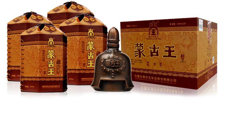 蒙古王52度金包金顶大账500ml×4瓶整箱浓香型 纯正蒙族口味内蒙古