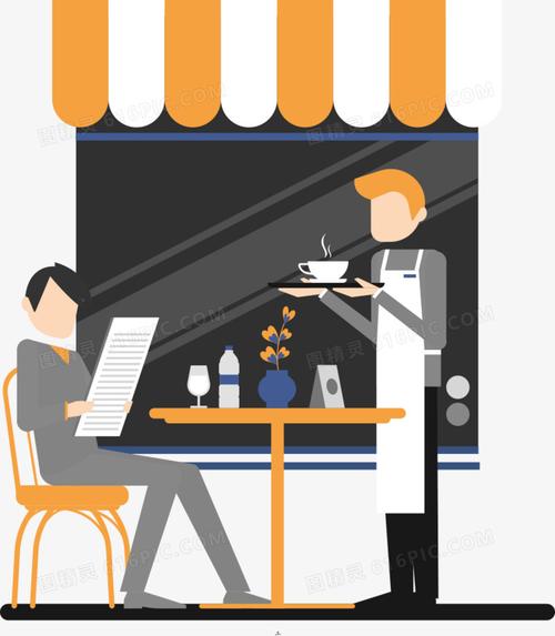 关键词:男人点餐餐厅服务员人物矢量人物图精灵为您提供餐厅点餐的