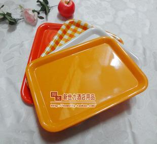 嘉达塑料托盘长方形食物水果盘 彩色托盘 黄白格托盘茶托批发