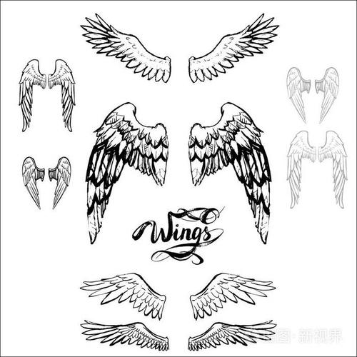 天使的翅膀矢量刻字画画