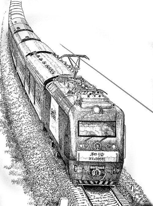 内燃机火车简笔画