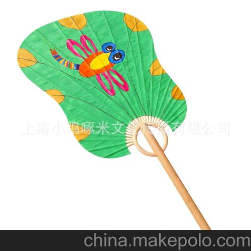 diy芭蕉扇手绘材料包 空白涂鸦纸扇 素面纯白扇子(含绘画工具)