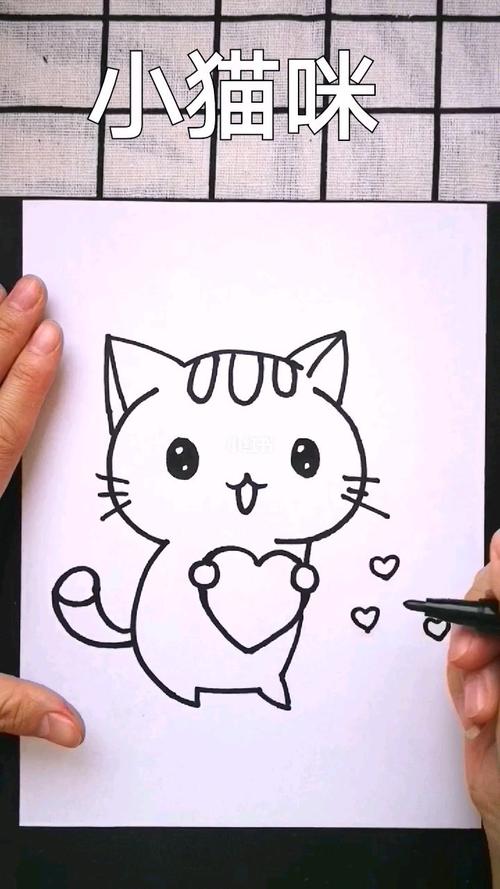 自制涂色画:小猫咪_猫咪_文化_绘画