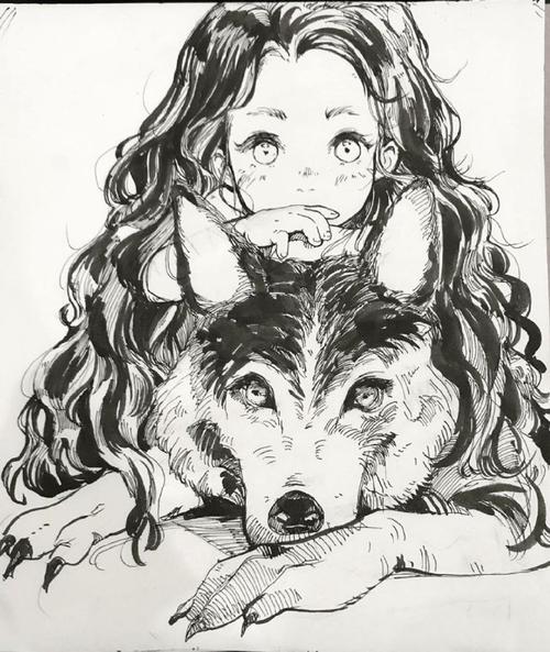 人物黑白动漫素材插画绘画线稿手绘女生男生长发短发转载二次元