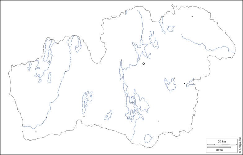 欧洲 瑞典 克鲁努贝里省 大纲, 水文学, 主要城市 白色 地图 克鲁努贝