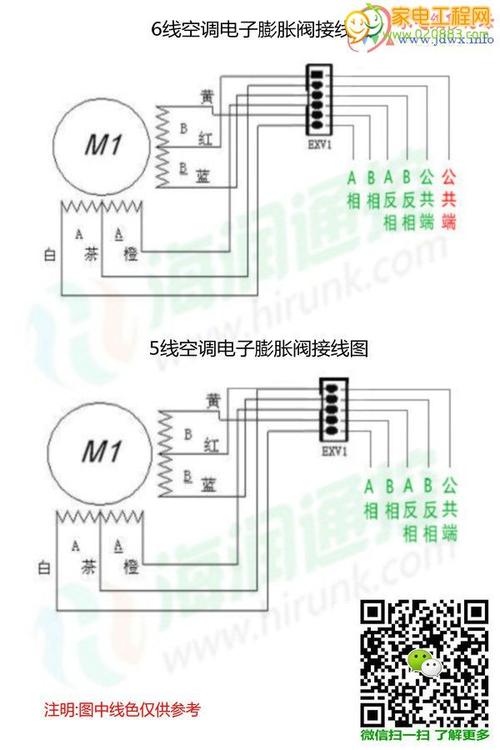 空调电子膨胀阀5线与6线维修替换接线图