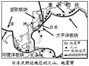 日本是一个多火山,地震的岛国,读图,回答问题