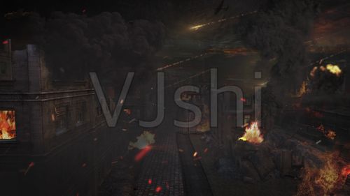 战场废墟-战火硝烟-战争场景剪影动画视频_1920x1080_高清视频素材