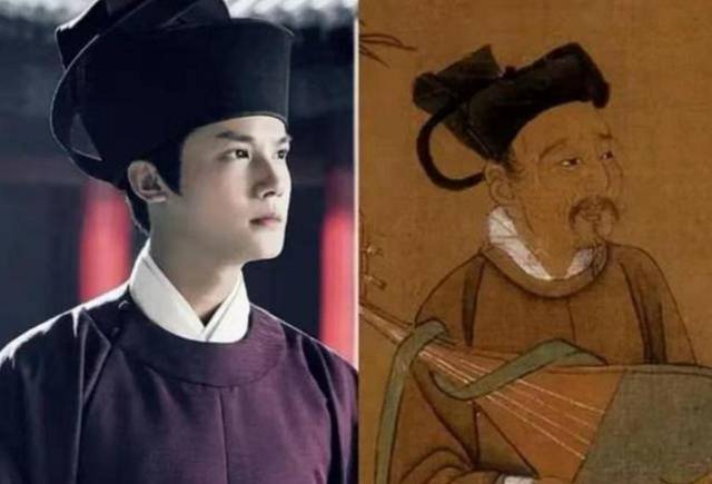 在宋代名画《歌乐图》中,就出现过类似的 交脚幞头: 大家可以对比一