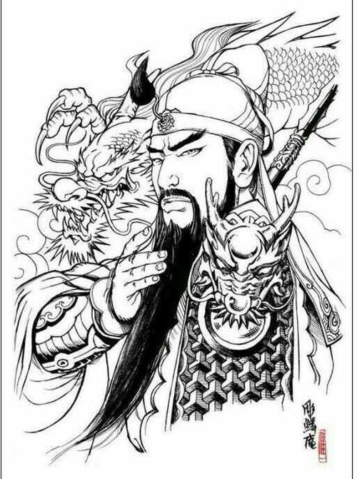 关公纹身手稿,纹身电话微信15755722152