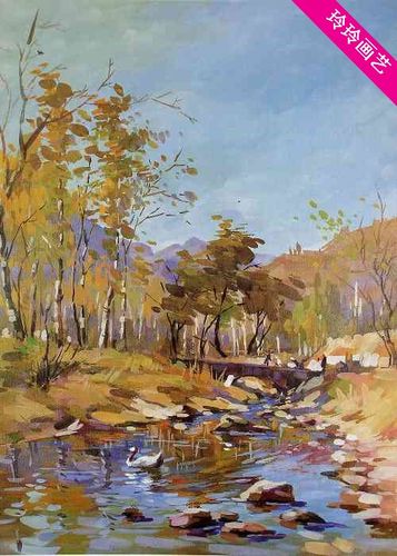 水粉风景静物代画写生临摹写意山水画水粉画作品定制水粉画代画