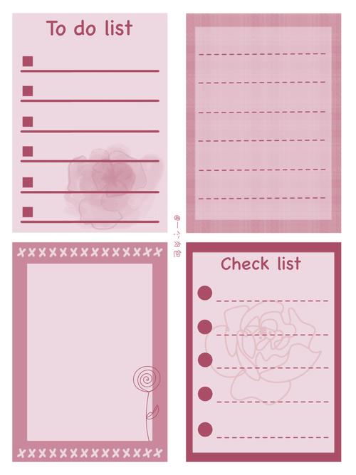 电子手帐素材分享|晨露玫瑰配色-便签素材纸