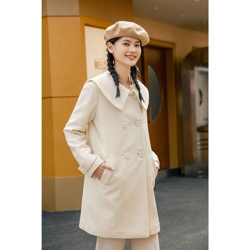 2021年最流行的冬装,2021年流行服装颜色 茵曼毛呢外套女2021年冬装新款中长款小个子宽松娃娃
