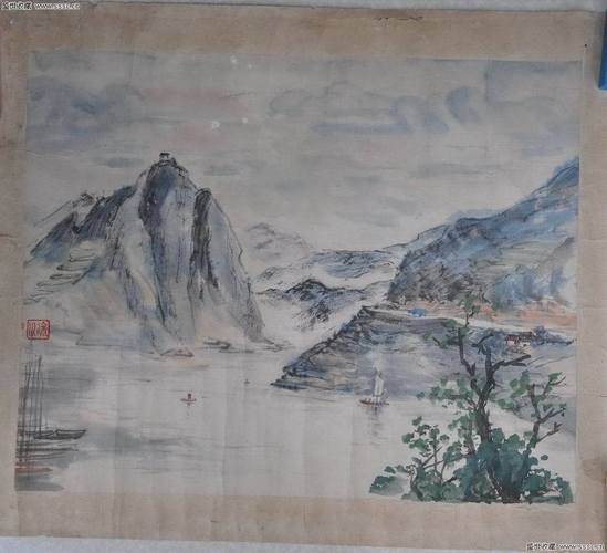 重庆已故著名画家杨济川,文革时期《山水》镜心