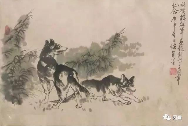国画狗100图_画法