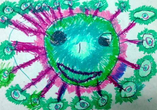 我心中的太阳/少儿绘画作品/儿童画/网络美术馆_中国