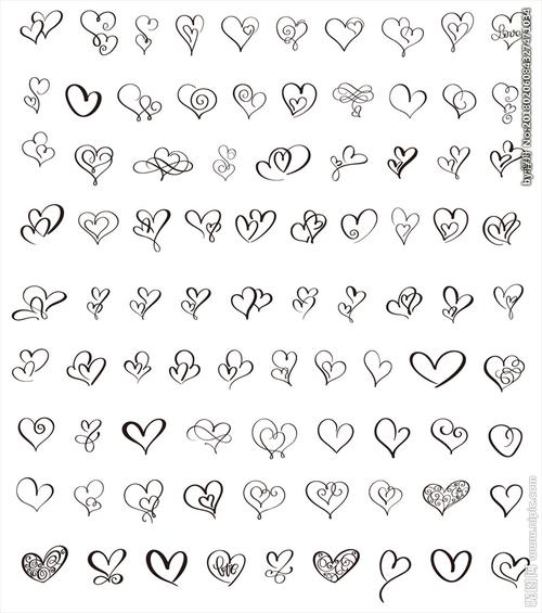 黑白线条手绘爱心图片