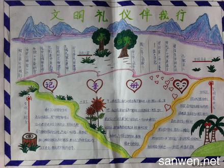 关于简单的文明礼仪手抄报图画