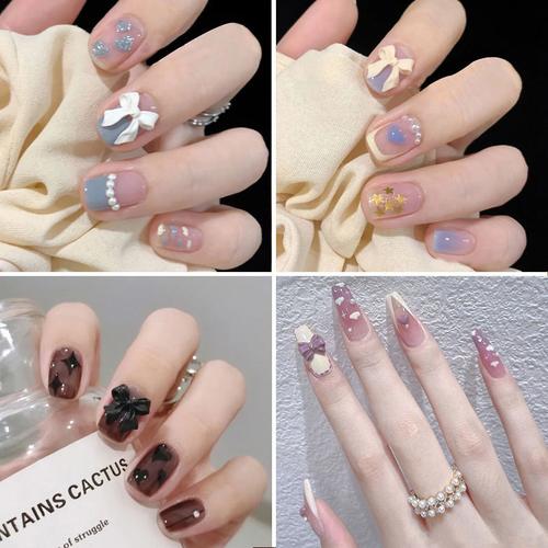 指甲贴片短款无痕穿戴甲双面胶防水咖色2022年美甲贴片假指甲成品