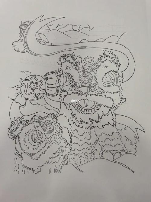 黑白装饰画学起来!_装饰画_舞狮_兴趣爱好_绘画