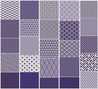 矢量设计素材 蓝色复古日式传统几何纹样纹理四方连续