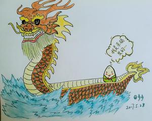 龙舟的绘画过程
