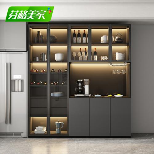 现代简约酒柜大容量餐边柜靠墙玻璃柜餐厅储物柜北欧家用展示柜
