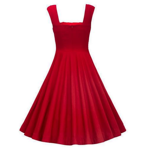 retro style square-cut collar dress woman elegant