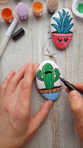 鹅卵石绘画丨创意手工diy_手工diy_绘画_创意手工diy