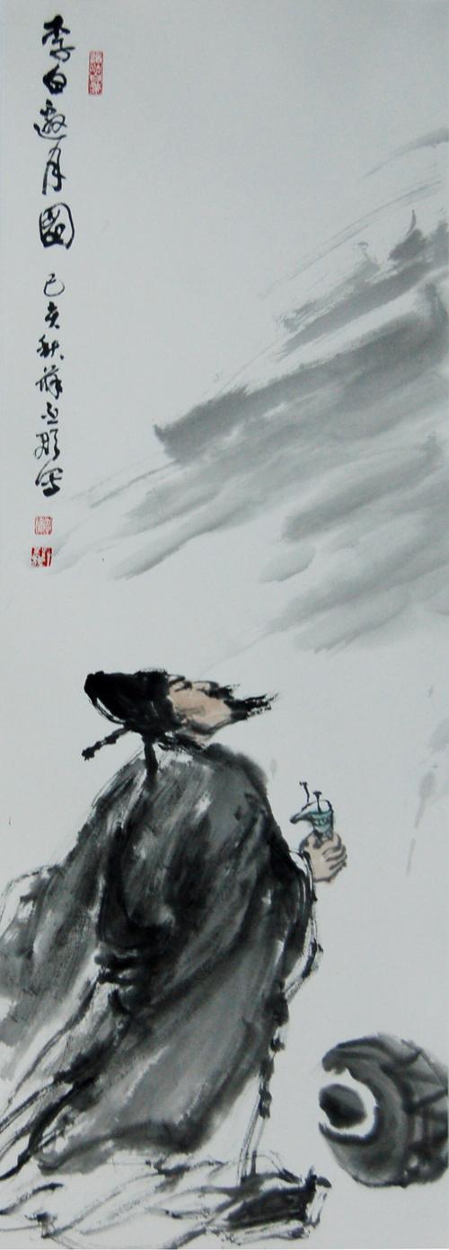 作品尺寸:138cm*34cm《李白邀月图》