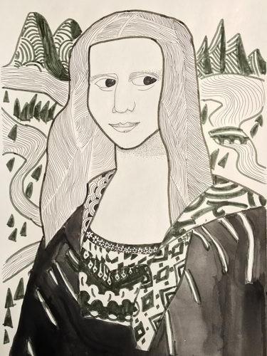 蒙娜丽莎的微笑简笔画